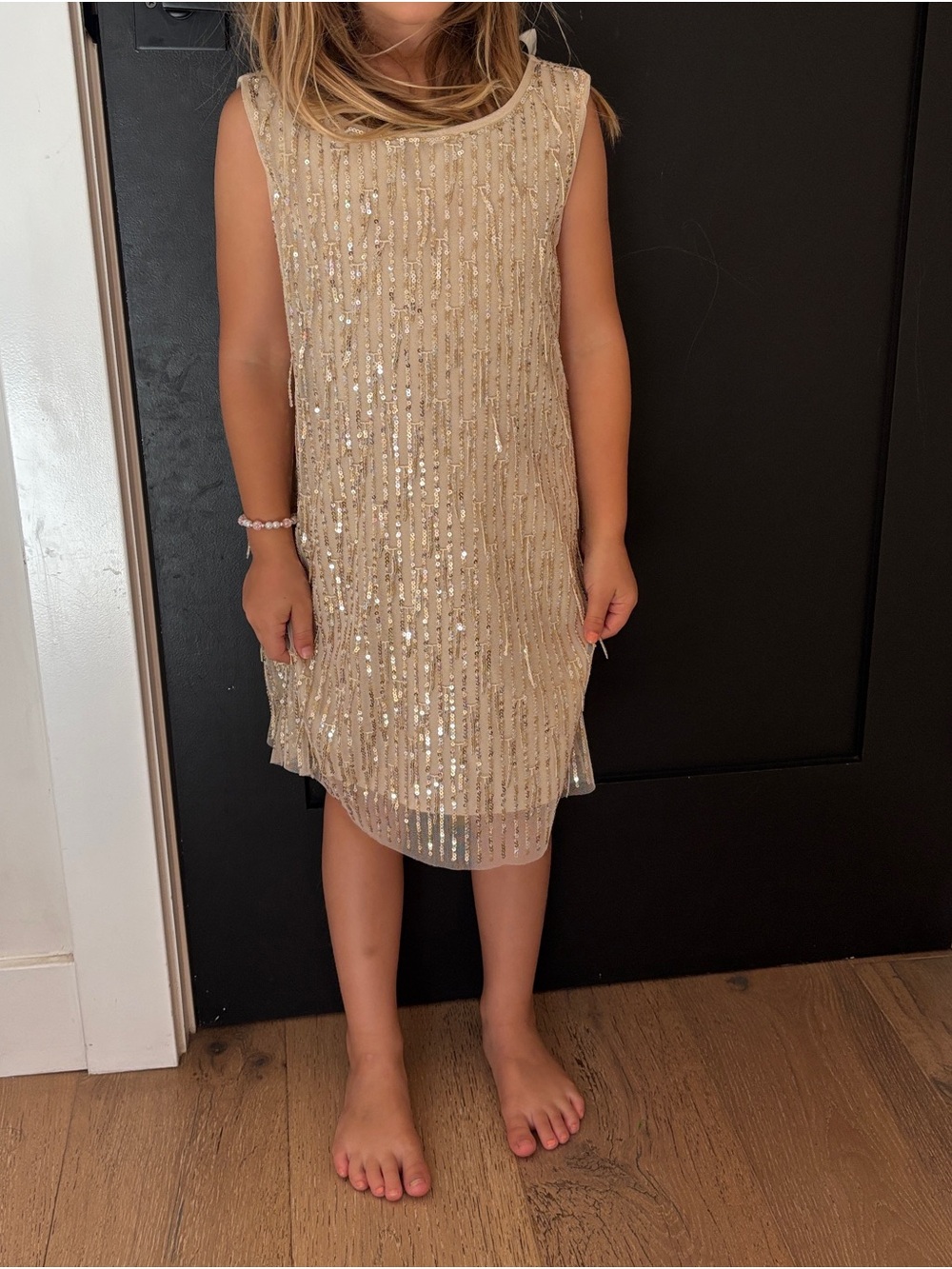 H&M Girls' Sequin Shift Dress in Champagne Gold